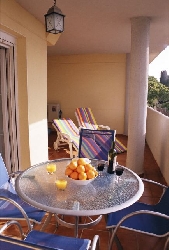 terrace with sunbeds