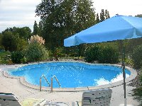 Pool with pool house.