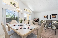 Dining area overlooking the pool