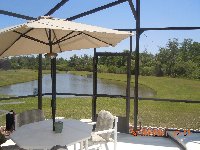 View from pool seating area