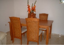 Dining table seats up to six people