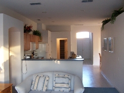 Family room looking towards kitchen area