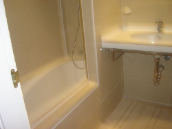 Full size bath with shower above
