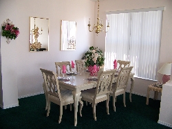 The dining area comfortably seats eight