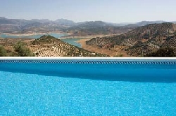 View over the pool to Lake Iznajar