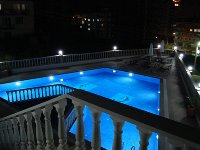The pool at night.