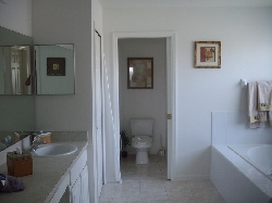 ensuite with large shower and bathtub