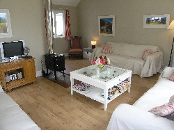 Living room with wood burner