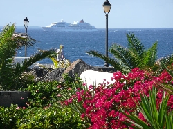 Cruise ship passing the villa