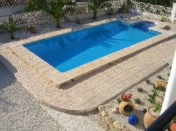Pool area viewed from the terrace.