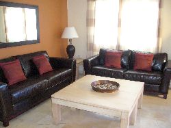 Relaxing living room with real fireplace