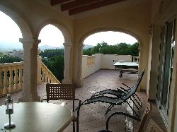terrace area with views off the valley