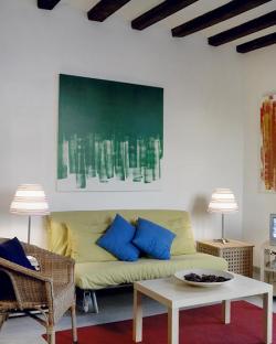two double sofa beds in the living area
