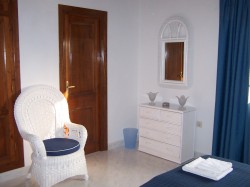 Master bedroom with mobile fan