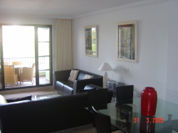Lounge area looking towards patio doors.