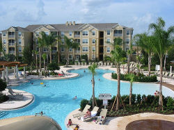 Community pool area by clubhouse