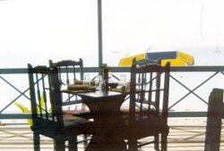 On the deck at Cocomos-5 Minutes Stroll