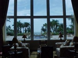 Main lobby overlooking the fountains