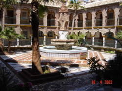 Courtyard with fountain and gardens