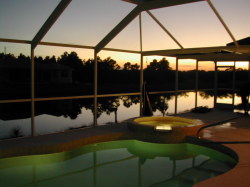 pool and spa at sunset