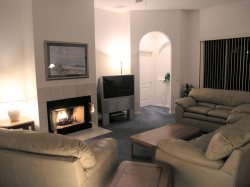 Family room with real fire