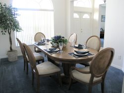 Formal dining area seats six