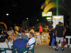 On the front of the town centre at night