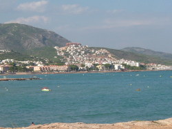 view from rocks on beach close by