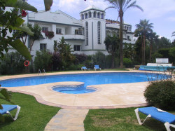 A view of the garden swimming pool