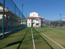 Floodlit tennis court