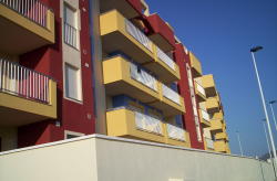 Front view of apartment block.