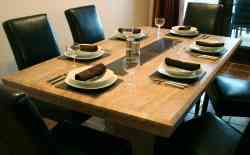 dinning table with leather chairs