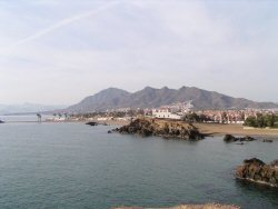 Beach with moutain backdrop